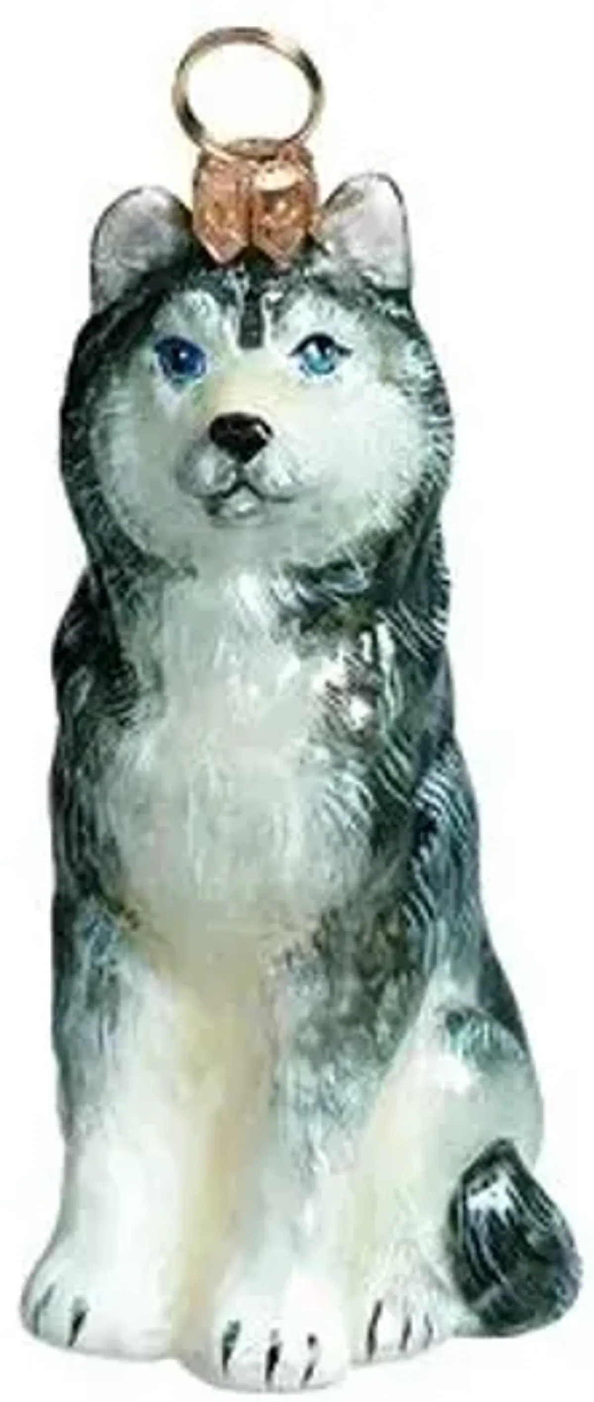 Siberian Husky Ornament - Gray/White - Handcrafted