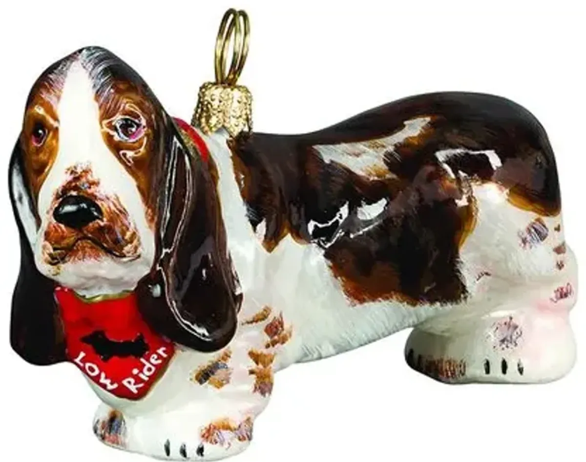 Basset Hound Ornament - Brown/Black - Handcrafted