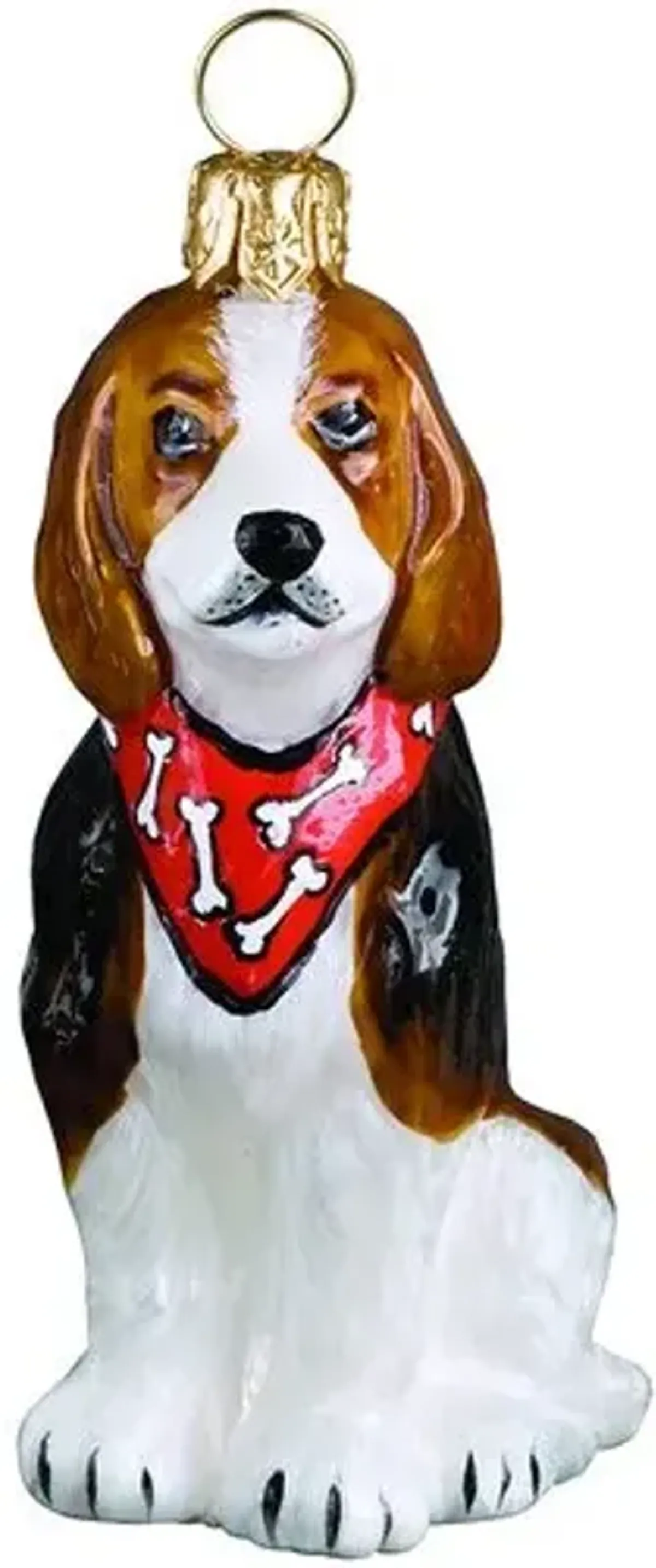 Beagle Ornament - White/Brown - Handcrafted