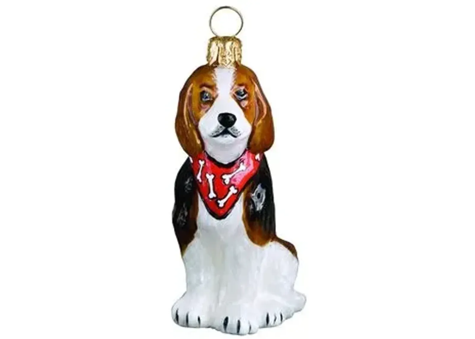 Beagle Ornament - White/Brown - Handcrafted