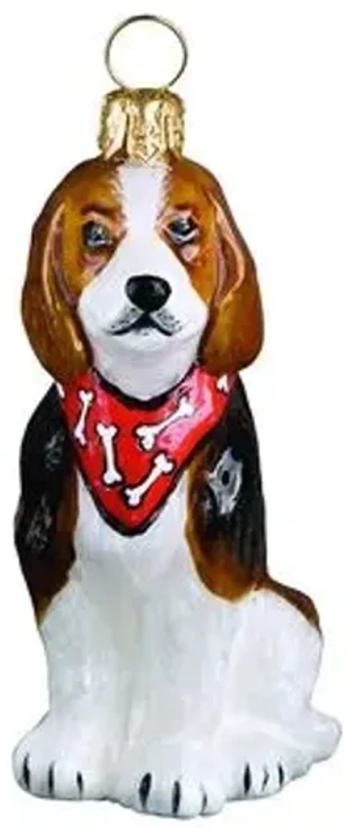 Beagle Ornament - White/Brown - Handcrafted