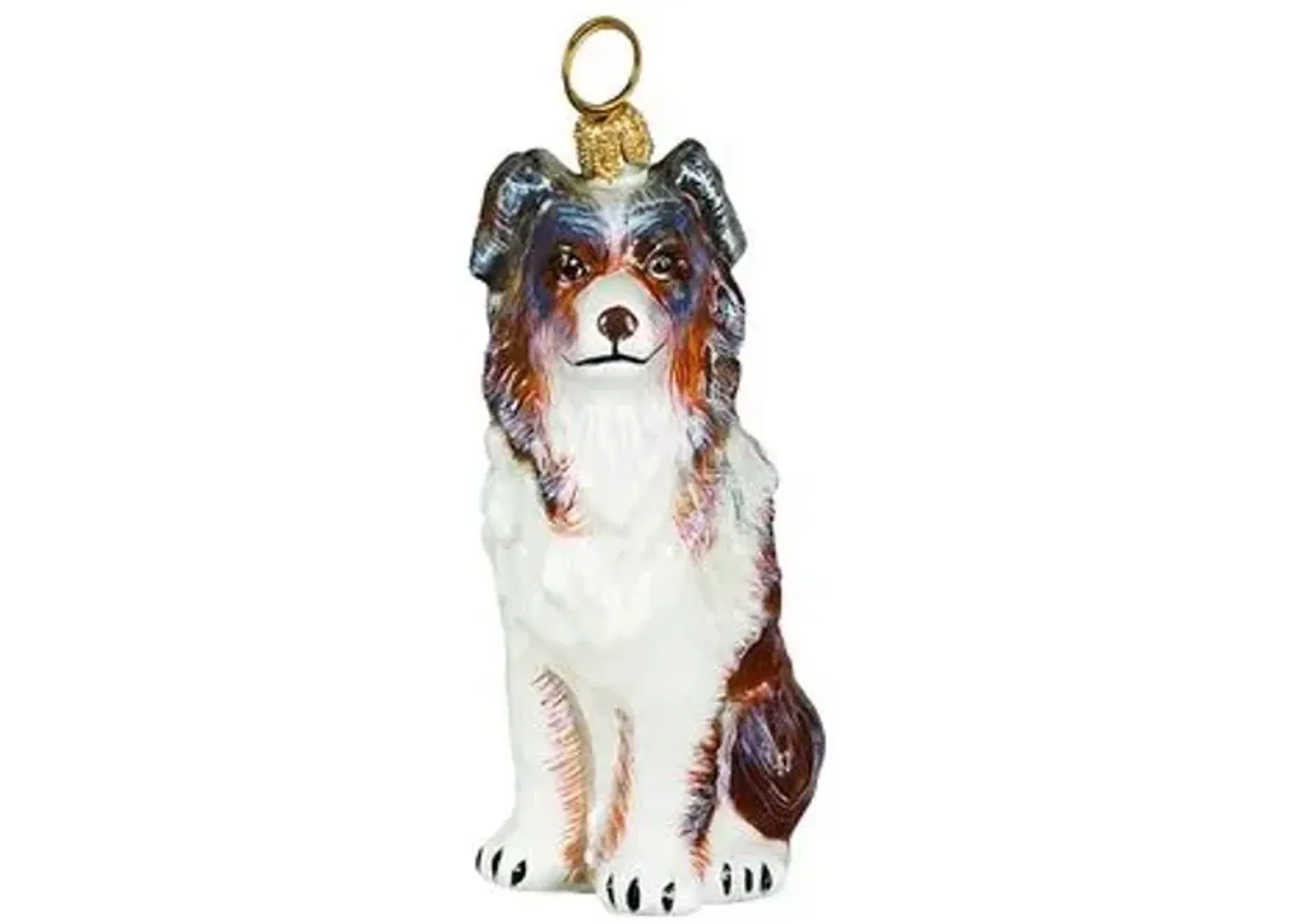 Australian Shepherd Ornament - White/Brown - Handcrafted