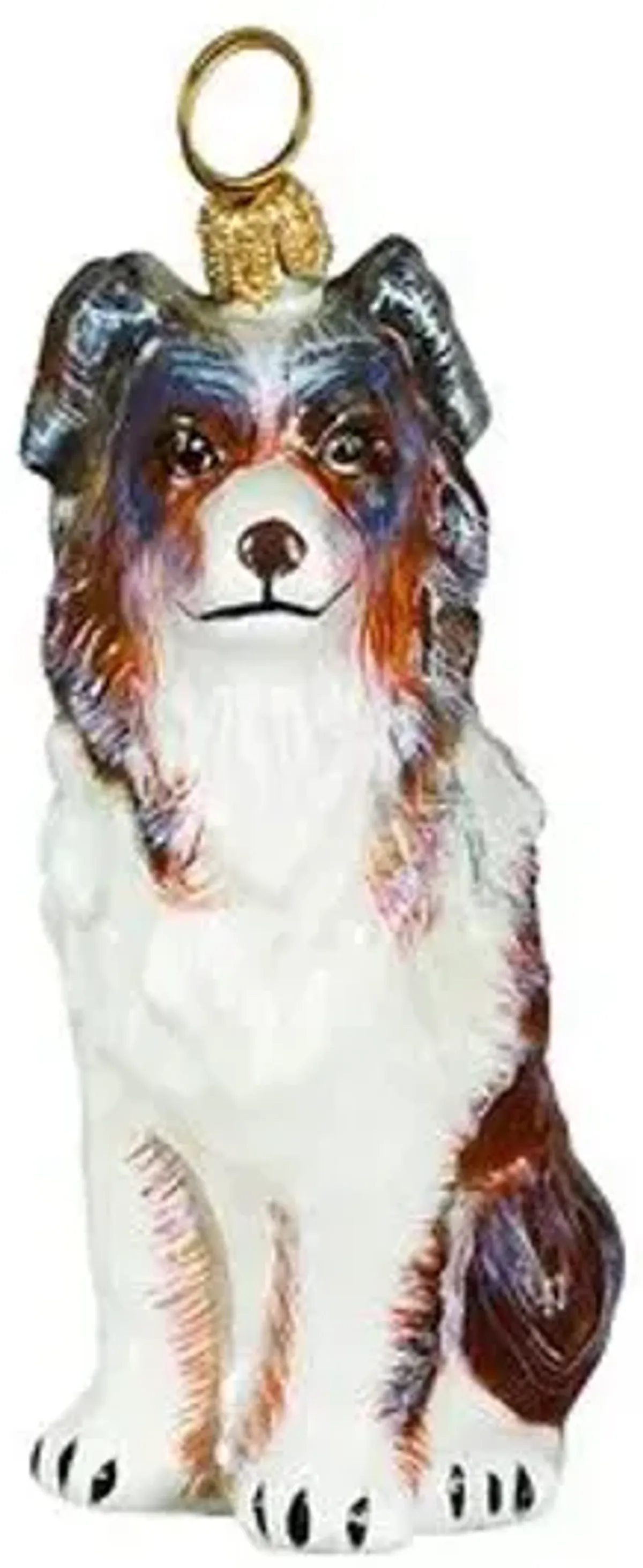 Australian Shepherd Ornament - White/Brown - Handcrafted