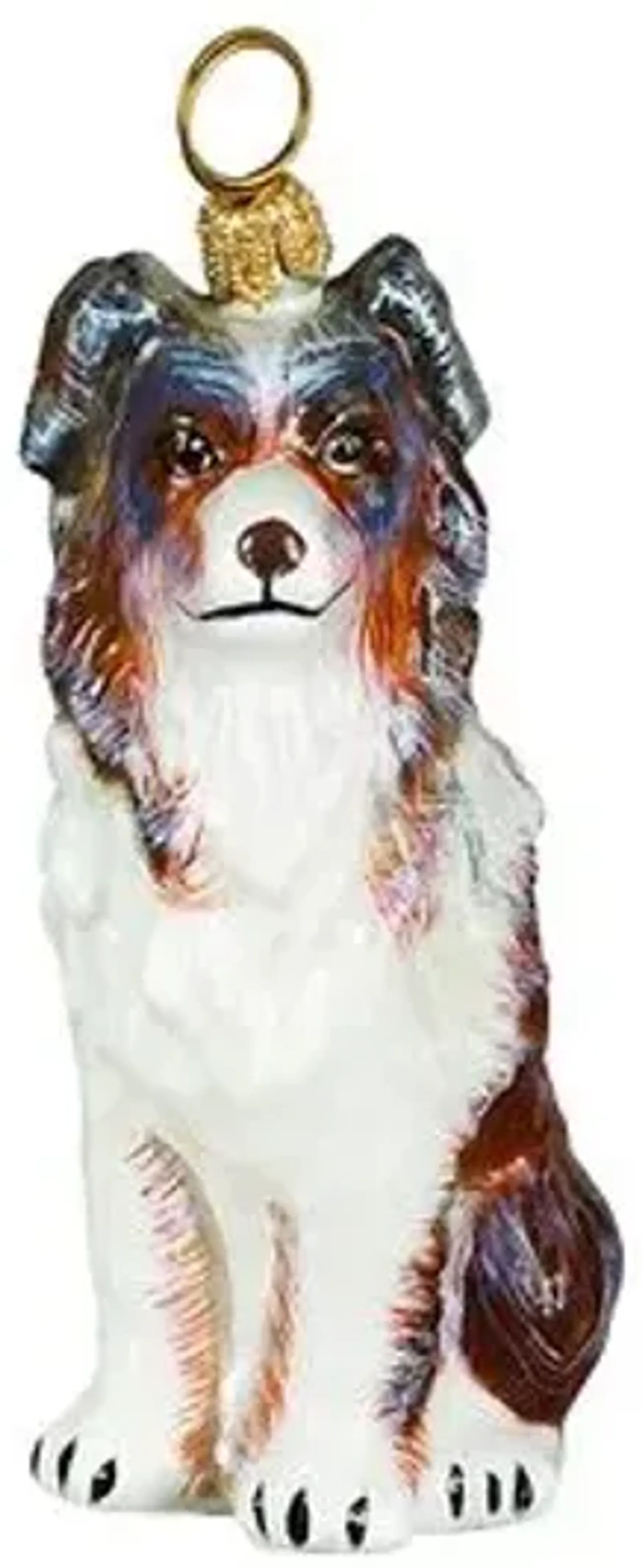 Australian Shepherd Ornament - White/Brown - Handcrafted