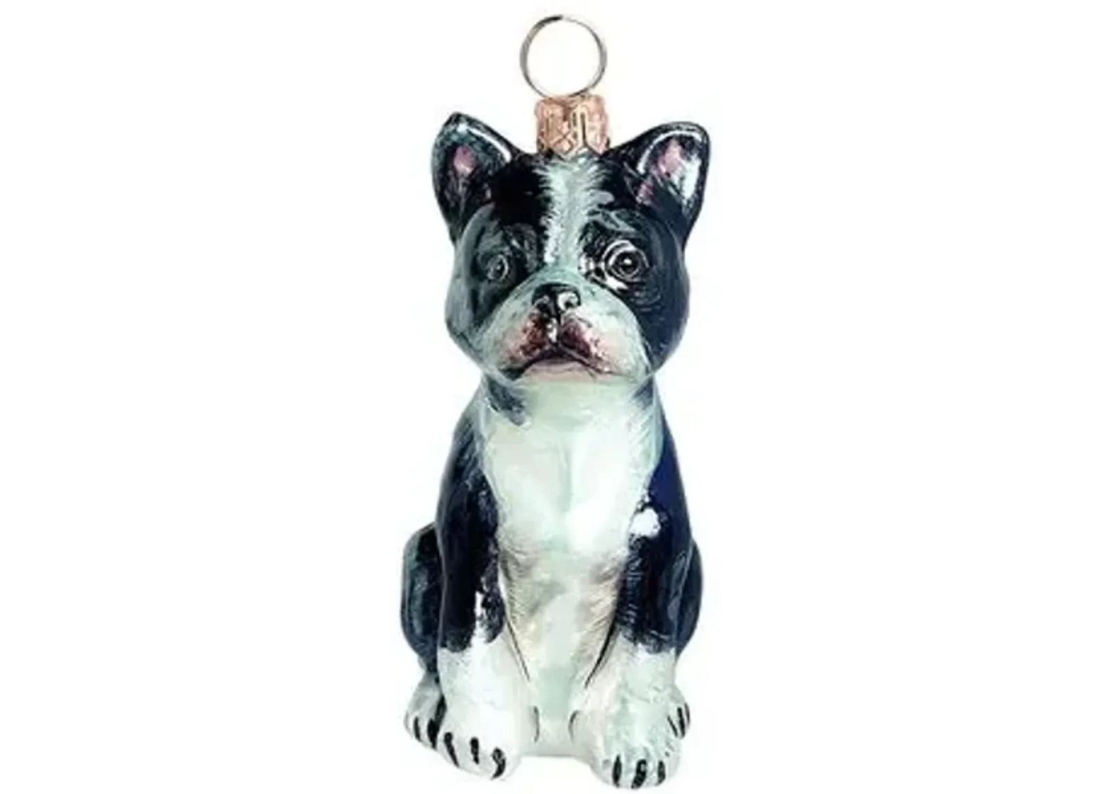 Boston Terrier Ornament - White/Black - Handcrafted