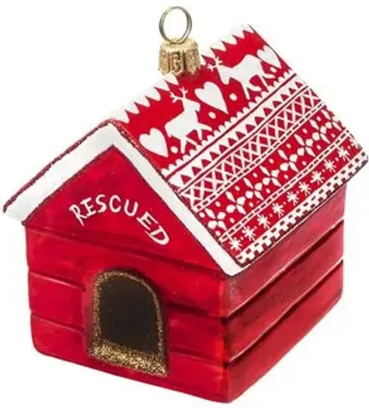 Doghouse Ornament - Red - Handcrafted