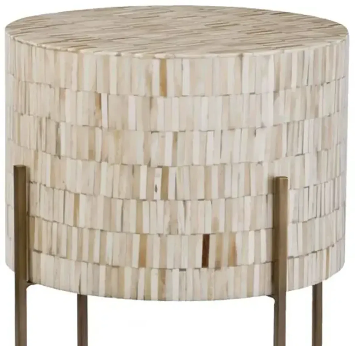 Drum Bone Side Table - Natural/Brass - Regina Andrew - Ivory