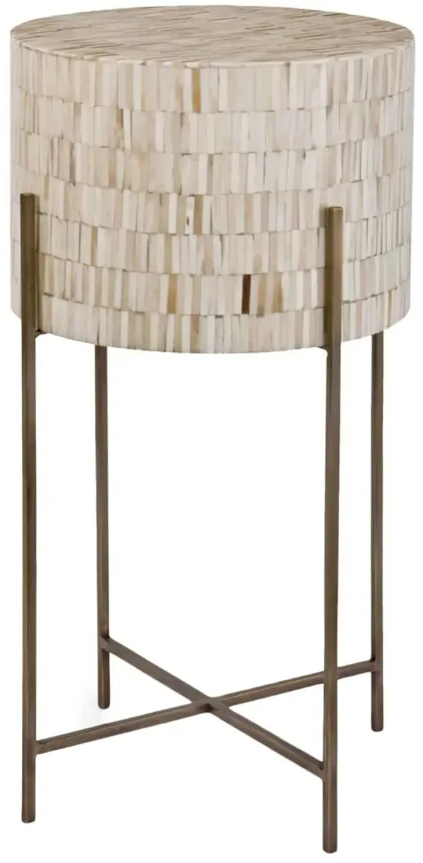 Drum Bone Side Table, Natural/Brass