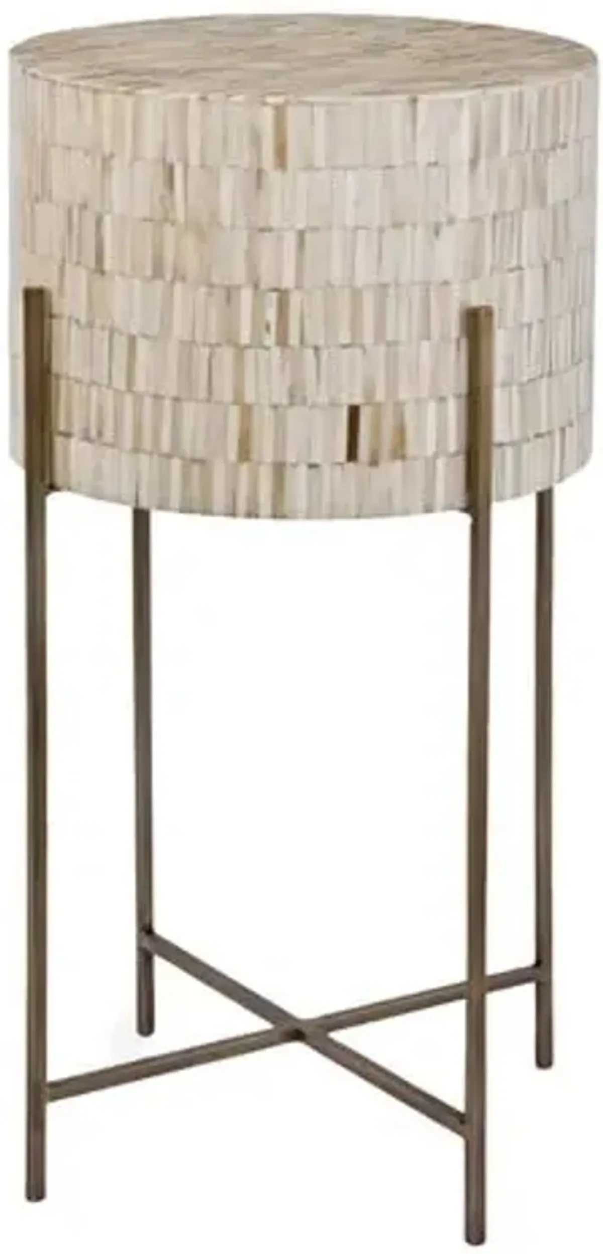Drum Bone Side Table - Natural/Brass - Regina Andrew - Ivory