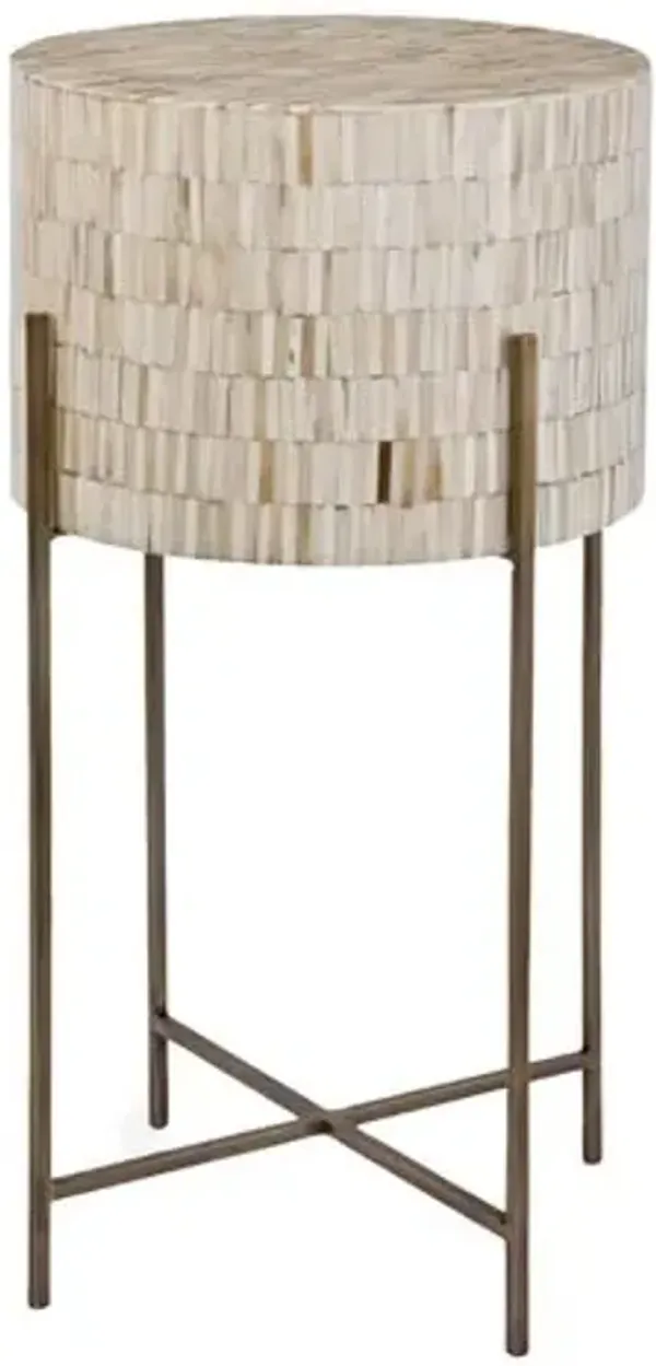 Drum Bone Side Table - Natural/Brass - Regina Andrew - Ivory