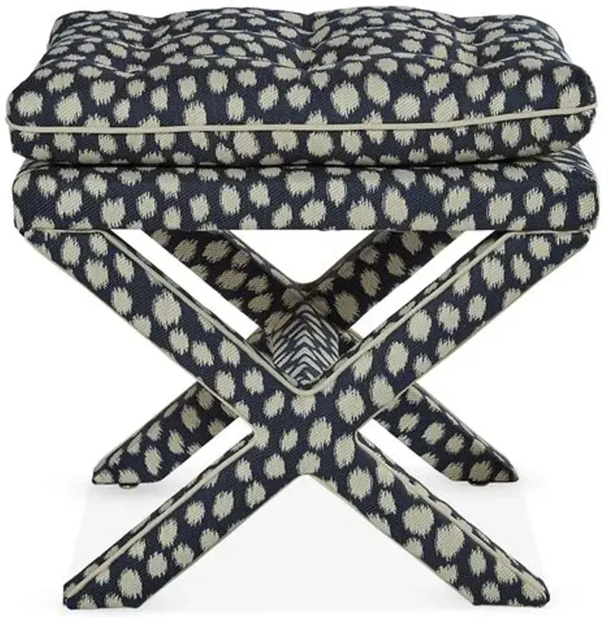 Dalton Pillow-Top Ottoman - Indigo Spots