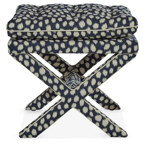 Dalton Pillow-Top Ottoman - Indigo Spots