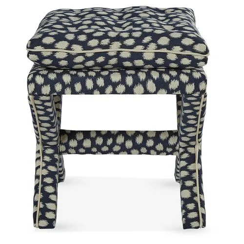 Dalton Pillow-Top Ottoman - Indigo Spots