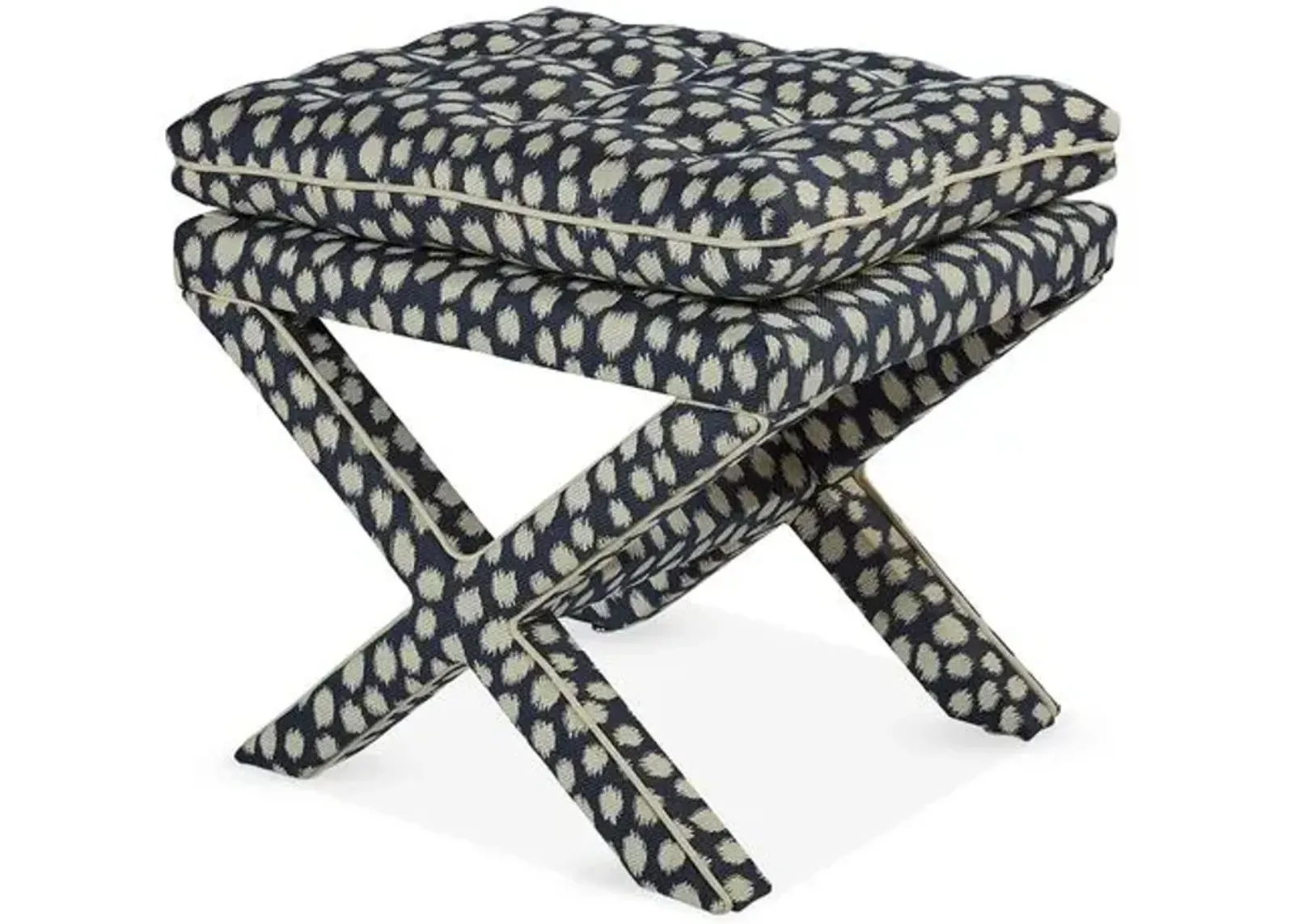 Dalton Pillow-Top Ottoman - Indigo Spots