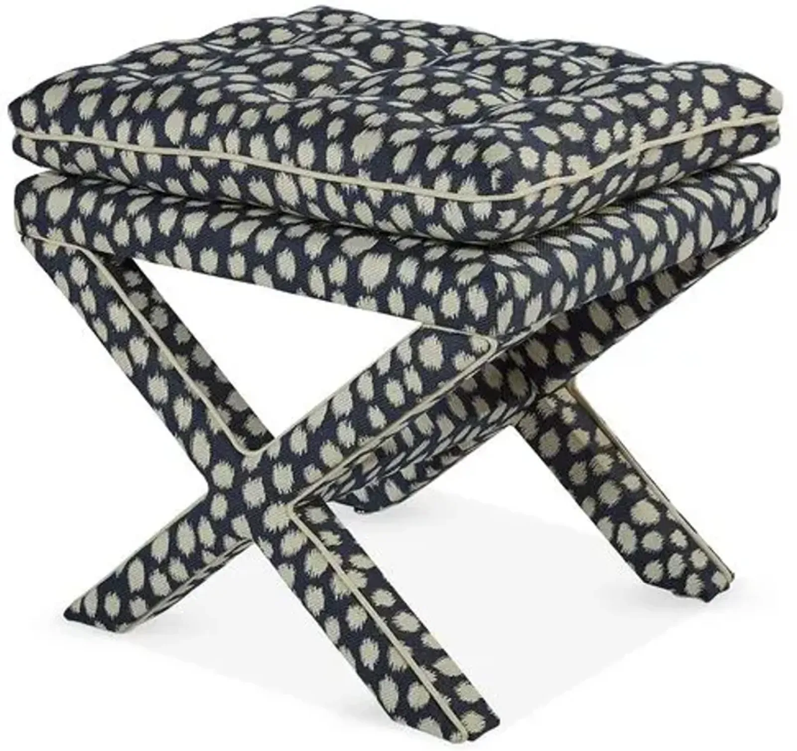 Dalton Pillow-Top Ottoman - Indigo Spots