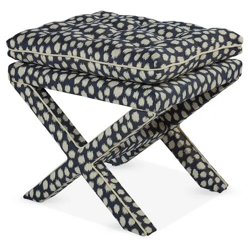 Dalton Pillow-Top Ottoman - Indigo Spots