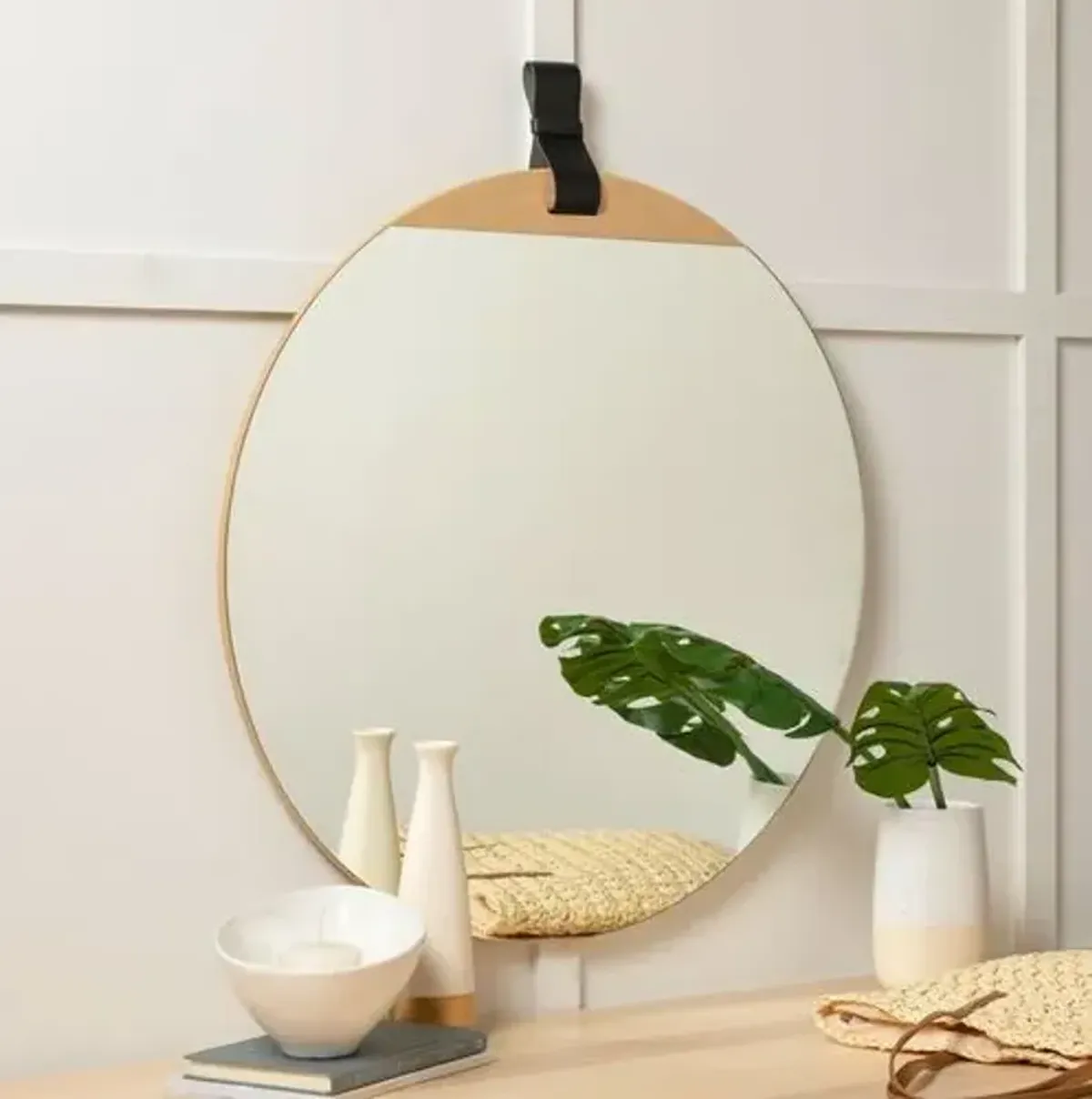 Cece Round Wall Mirror - Blonde/Black