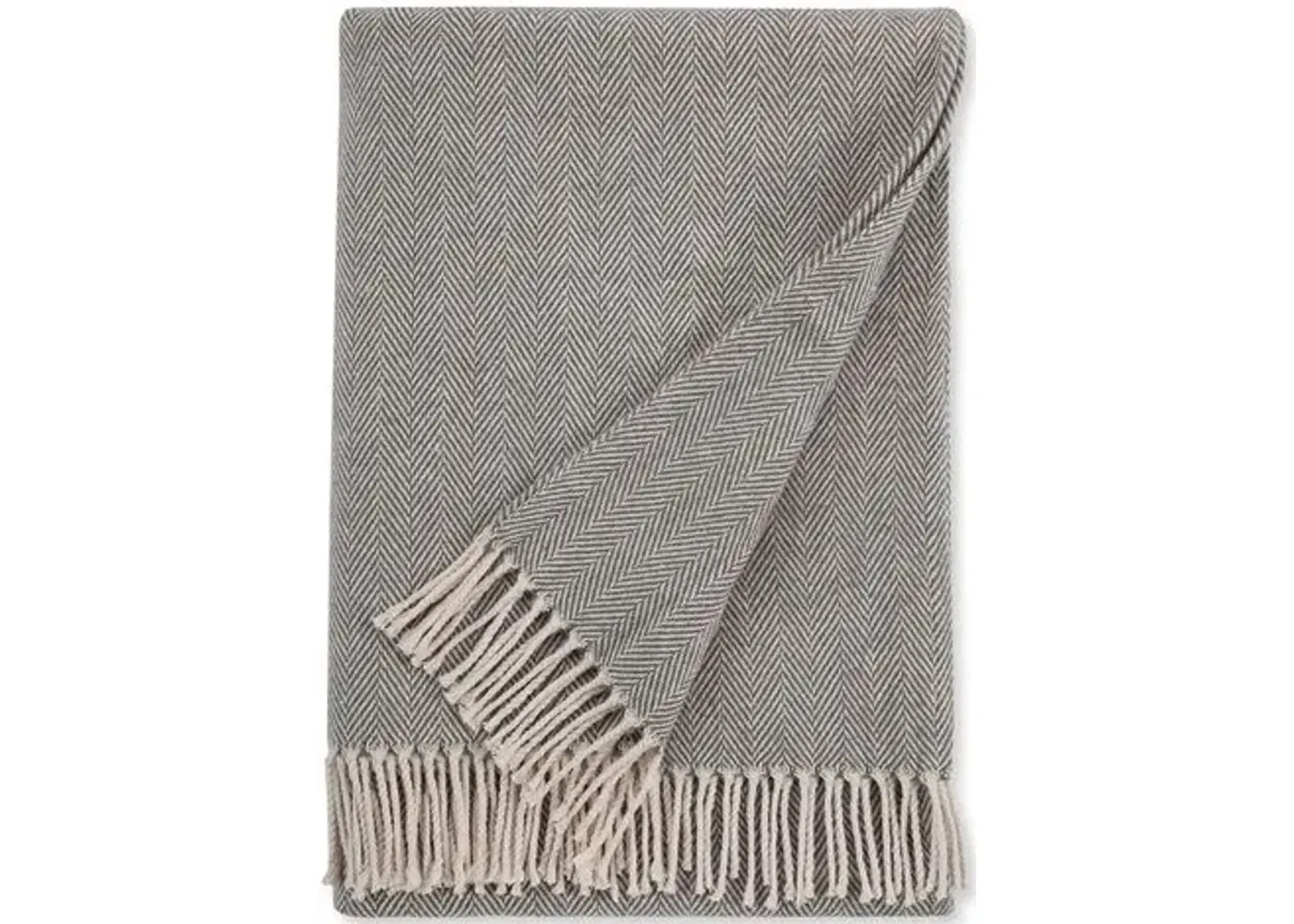 Celine Throw - SFERRA - Gray - Lightweight, Soft, Warm, Fringed