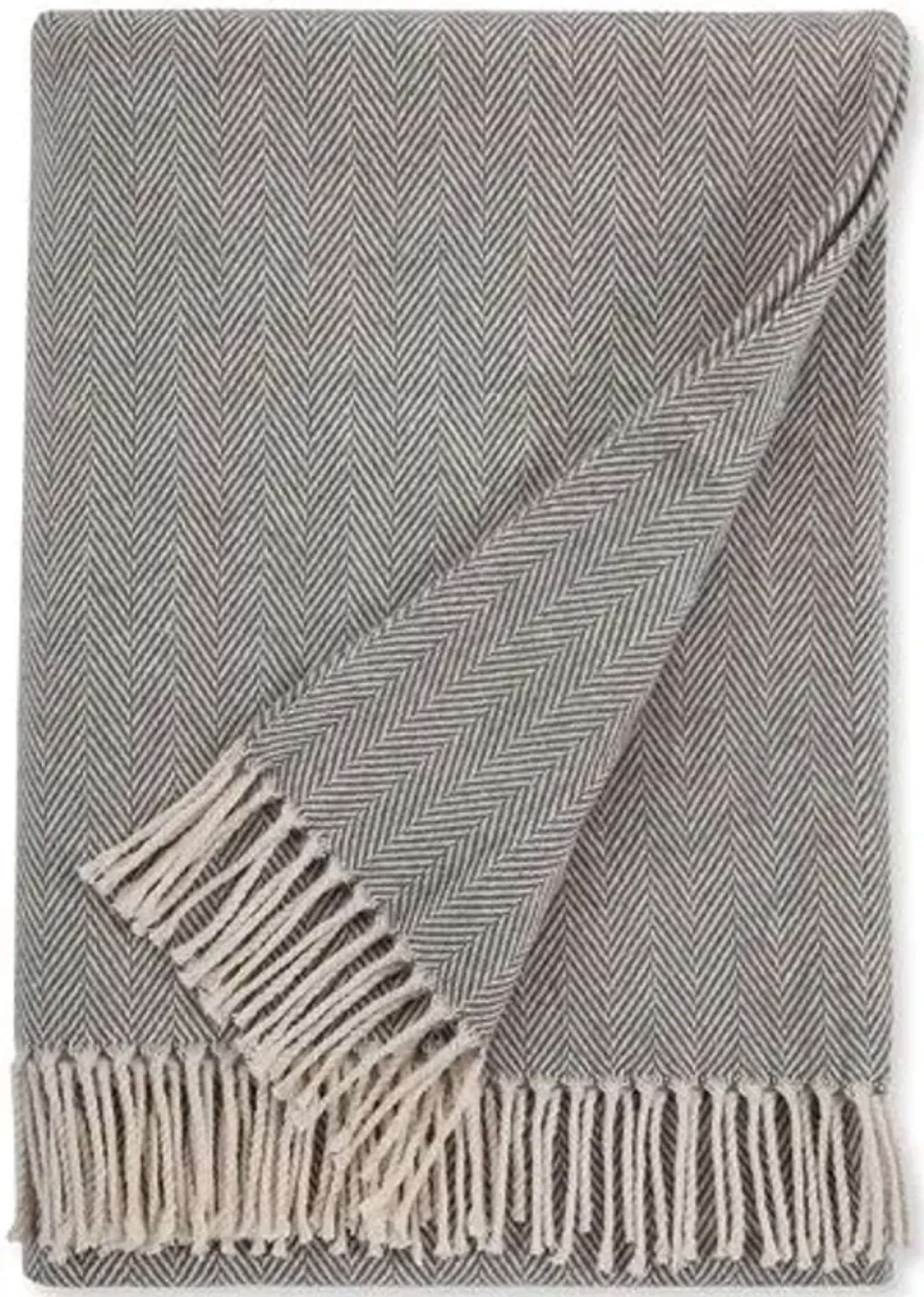 Celine Throw - SFERRA - Gray - Lightweight, Soft, Warm, Fringed