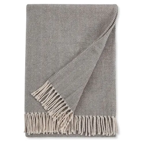 Celine Throw - SFERRA - Gray - Lightweight, Soft, Warm, Fringed