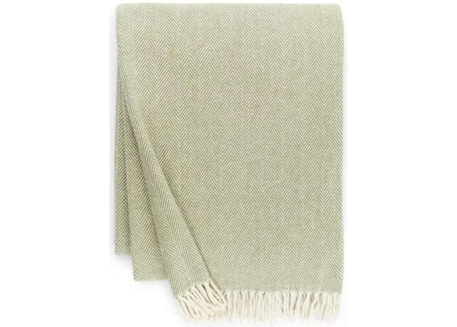 Celine Throw - SFERRA - Green - Lightweight, Soft, Warm, Fringed