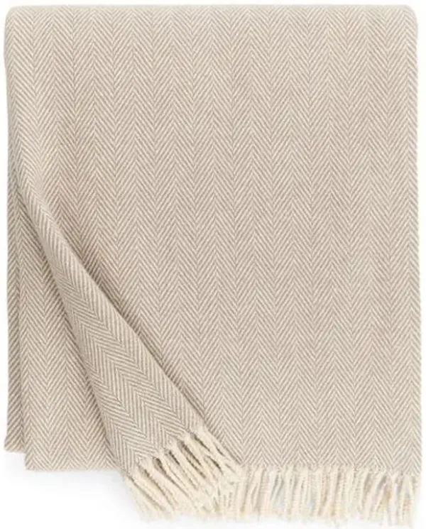Celine Throw - SFERRA - Beige - Lightweight, Soft, Warm, Fringed