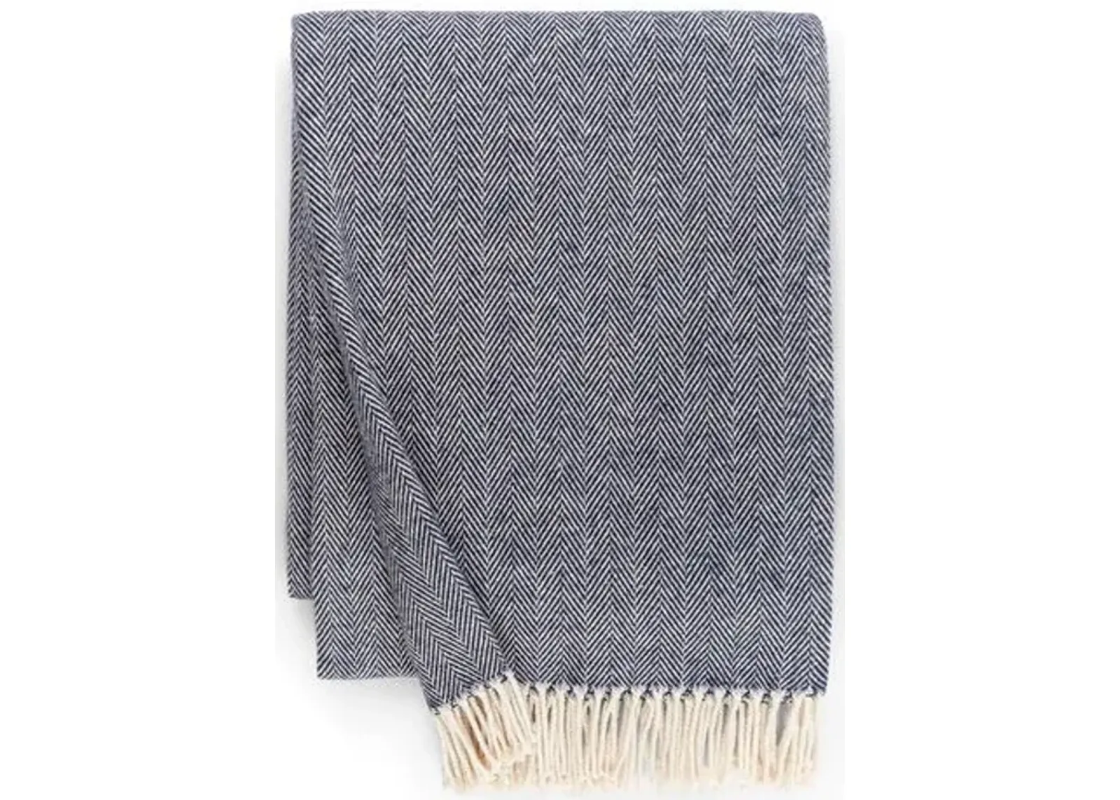 Celine Throw - SFERRA - Blue - Lightweight, Soft, Warm, Fringed