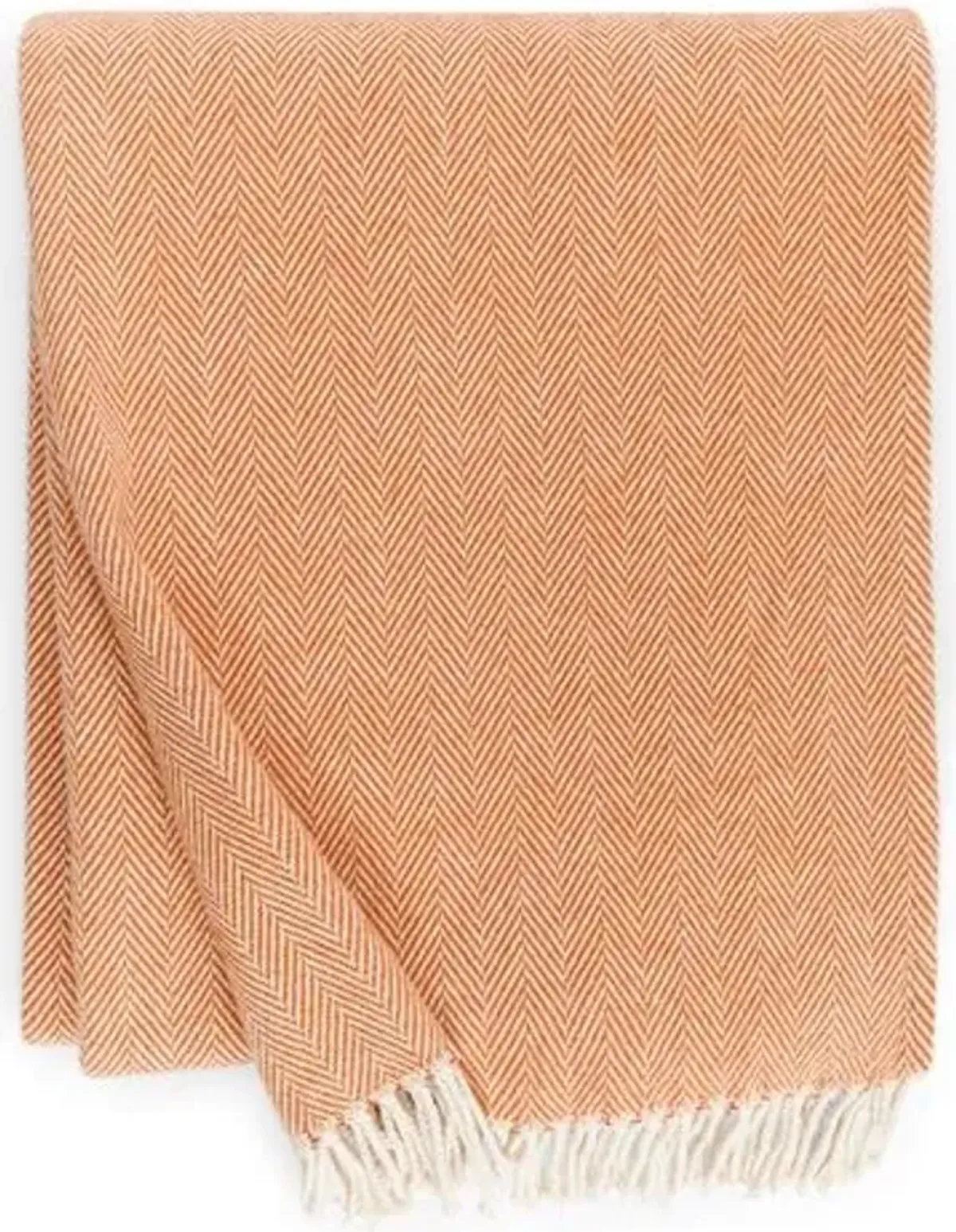 Celine Throw - SFERRA - Orange - Lightweight, Soft, Warm, Fringed