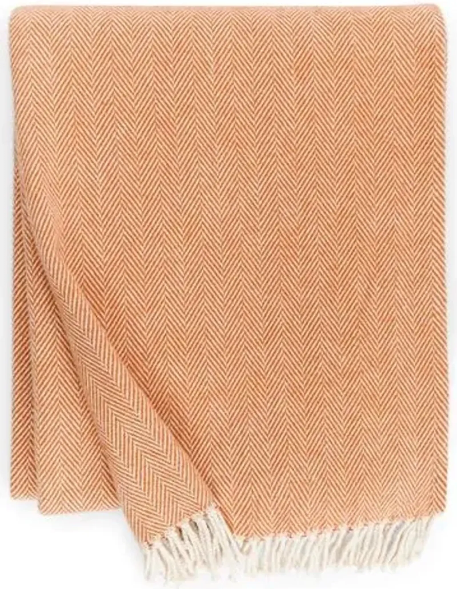 Celine Throw - SFERRA - Orange - Lightweight, Soft, Warm, Fringed