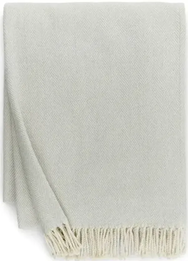 Celine Throw - SFERRA - Gray - Lightweight, Soft, Warm, Fringed