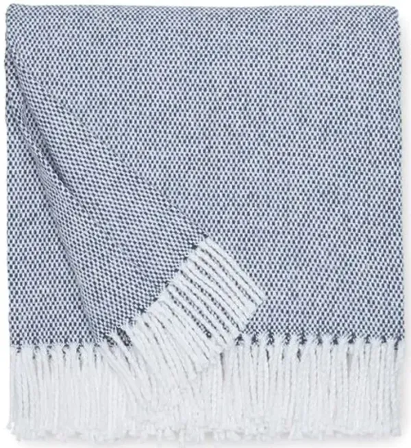Terzo Throw - SFERRA - Blue - Lightweight, Soft, Warm, Fringed