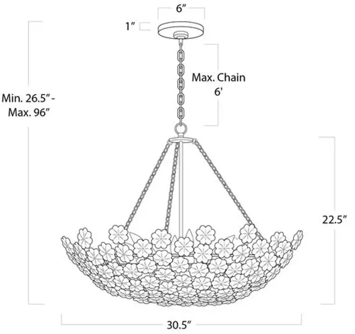 Charlotte Glass Floral Chandelier - Natural Brass - Regina Andrew - Gold