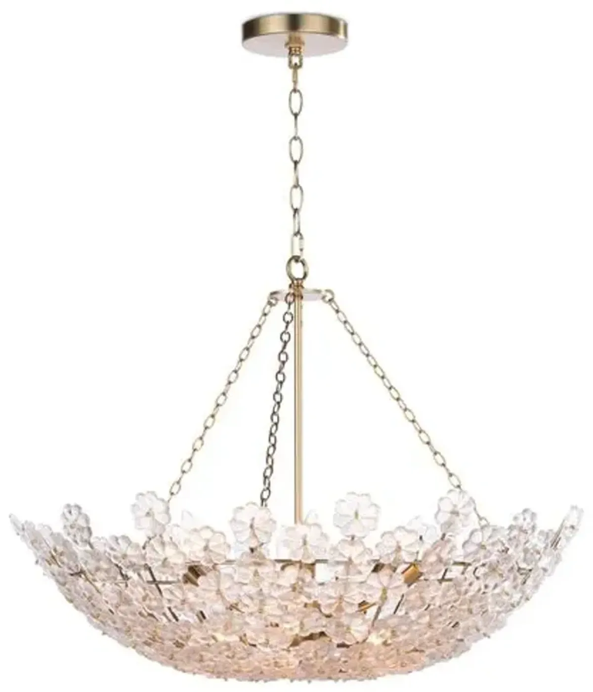 Charlotte Glass Floral Chandelier - Natural Brass - Regina Andrew - Gold