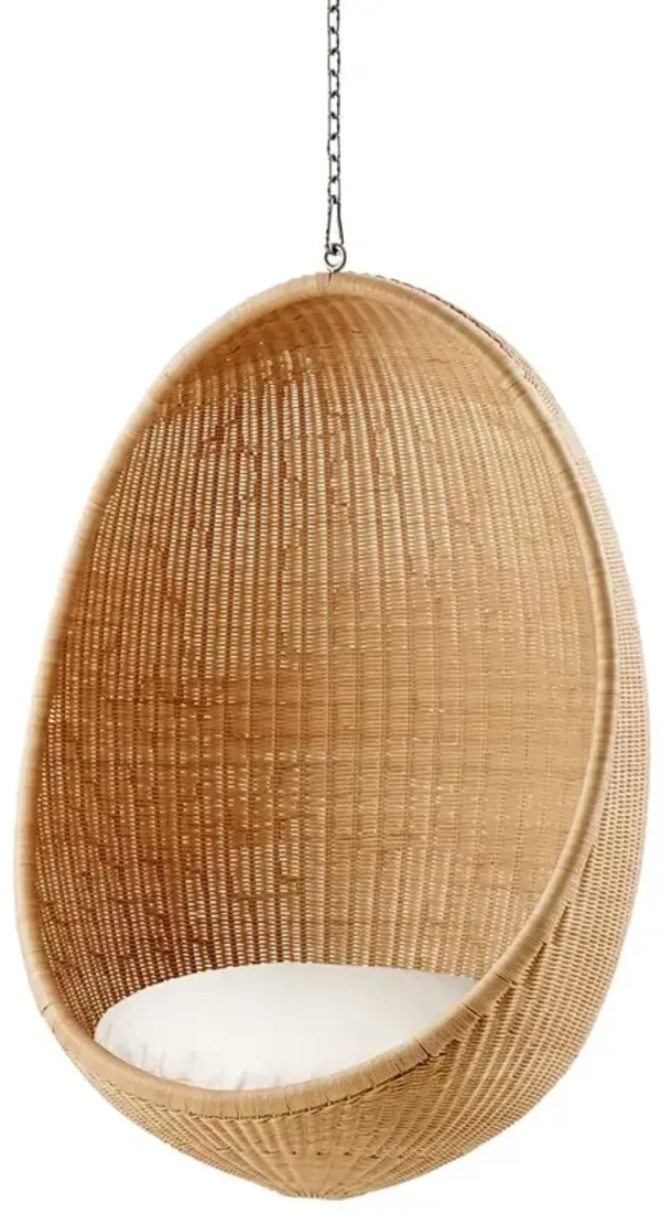 Outdoor Hanging Egg Chair, Natural/White