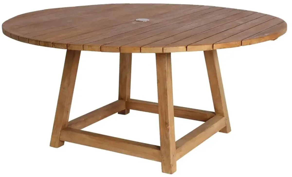 George 63" Outdoor Teak Dining Table, Natural