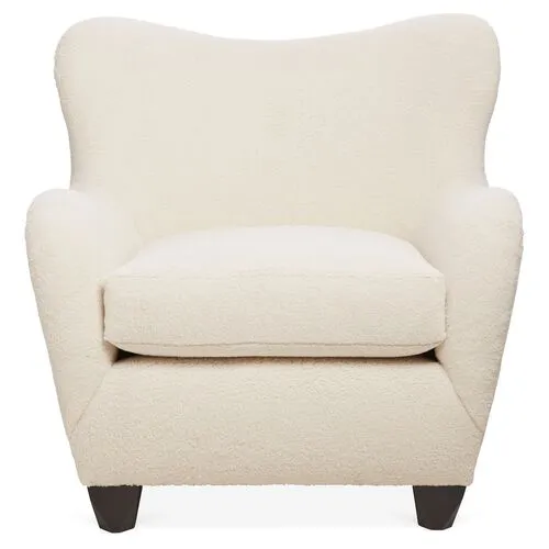 Zola Curved Wingback Chair - Cream Sherpa - Kim Salmela - Handcrafted in The USA - Ivory - Comfortable, Stylish