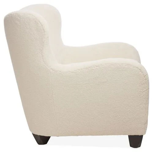 Zola Curved Wingback Chair - Cream Sherpa - Kim Salmela - Handcrafted in The USA - Ivory - Comfortable, Stylish