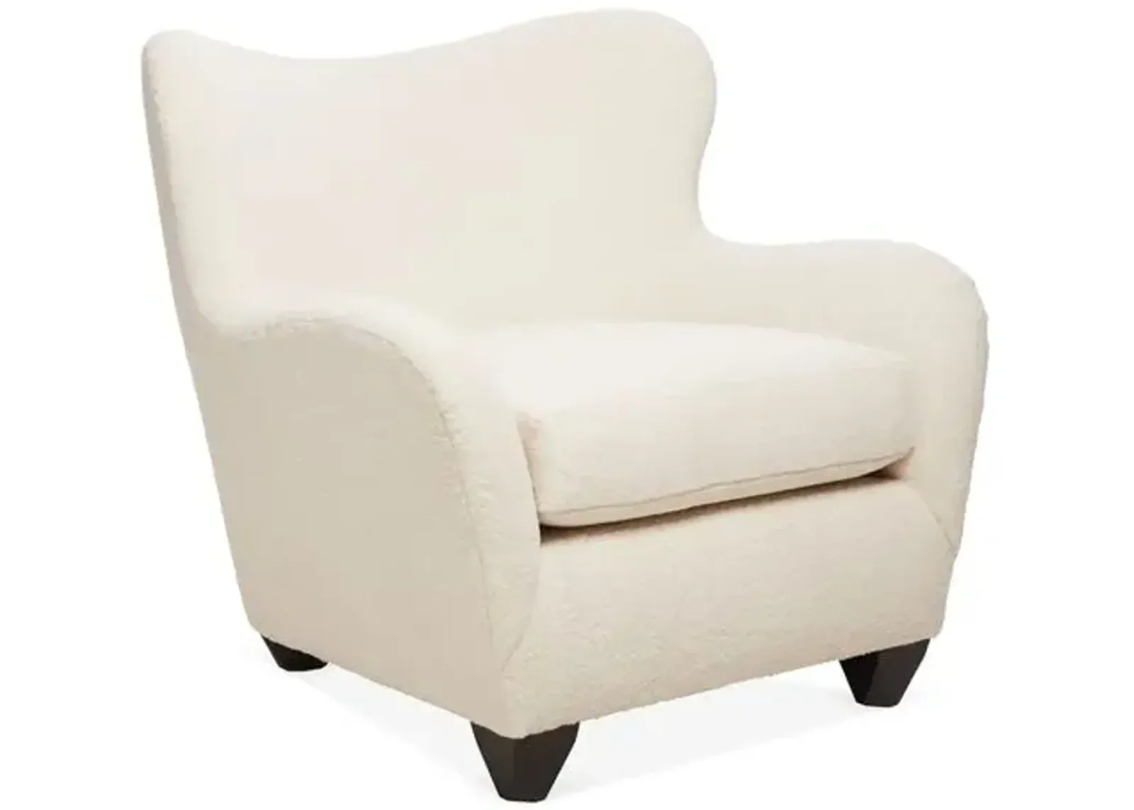 Zola Curved Wingback Chair - Cream Sherpa - Kim Salmela - Handcrafted in The USA - Ivory - Comfortable, Stylish