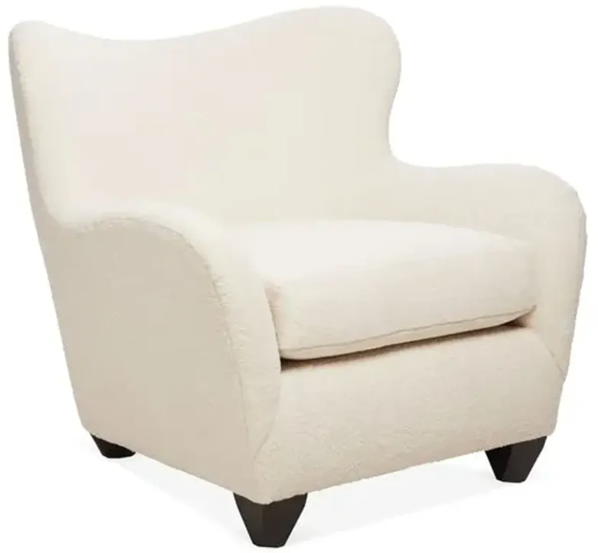 Zola Curved Wingback Chair - Cream Sherpa - Kim Salmela - Handcrafted in The USA - Ivory - Comfortable, Stylish