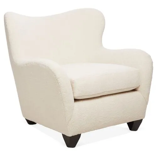 Zola Curved Wingback Chair - Cream Sherpa - Kim Salmela - Handcrafted in The USA - Ivory - Comfortable, Stylish