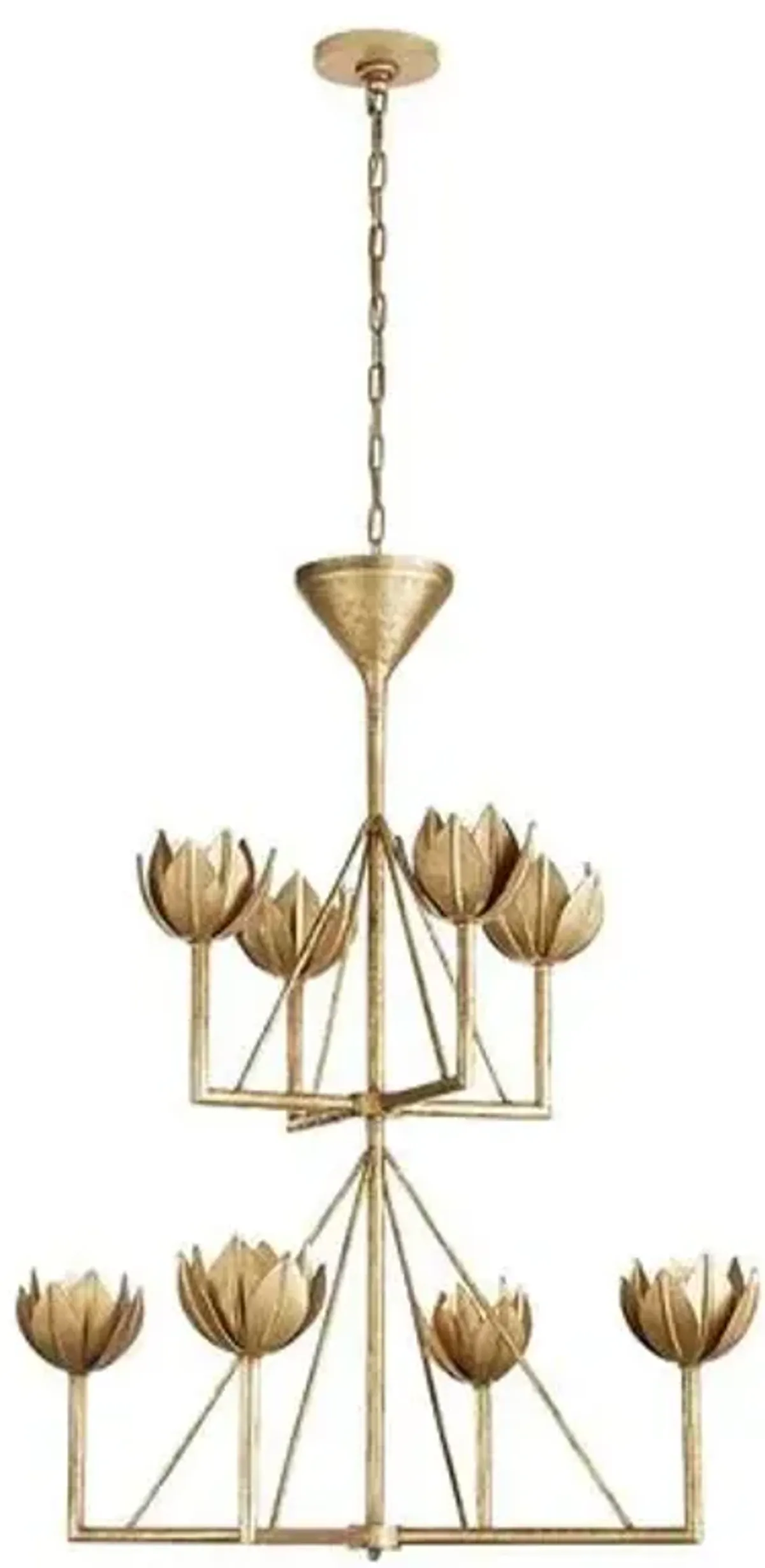 Visual Comfort - Alberto Medium Two-Tier Chandelier - Antiqued Gold Leaf