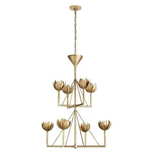 Visual Comfort - Alberto Medium Two-Tier Chandelier - Antiqued Gold Leaf