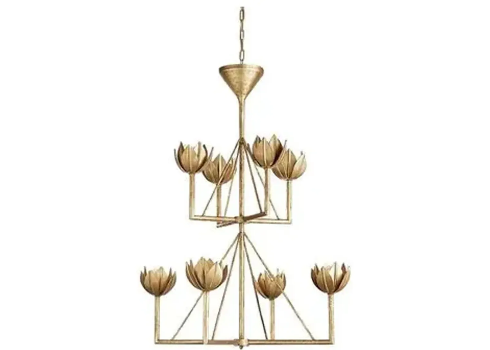 Visual Comfort - Alberto Medium Two-Tier Chandelier - Antiqued Gold Leaf