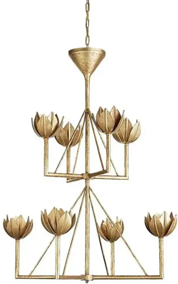 Visual Comfort - Alberto Medium Two-Tier Chandelier - Antiqued Gold Leaf