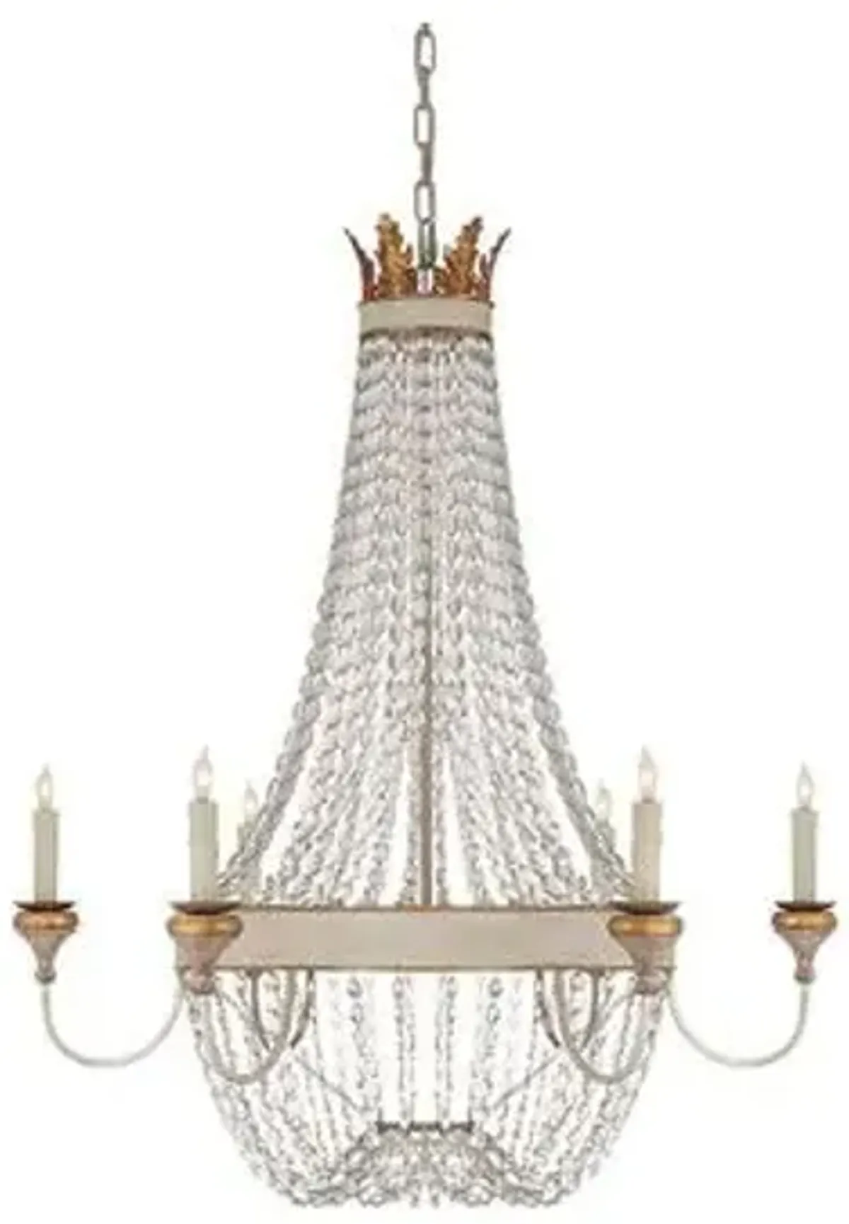 Visual Comfort - Entellina Chandelier - Vintage White And Gild