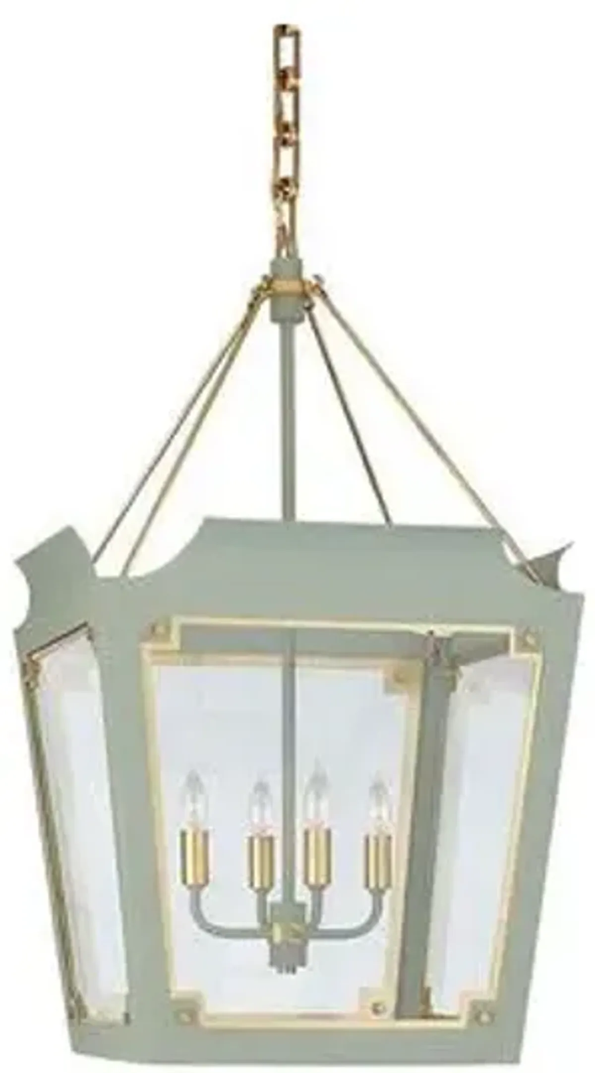 Visual Comfort - Caddo Small Glass Lantern - Celadon With Gild - Green