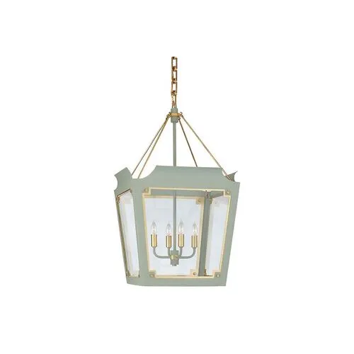 Visual Comfort - Caddo Small Glass Lantern - Celadon With Gild - Green