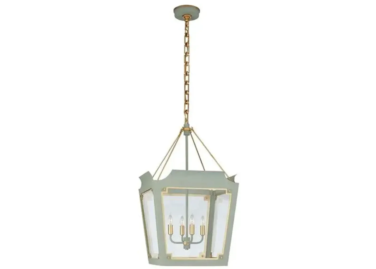 Visual Comfort - Caddo Small Glass Lantern - Celadon With Gild - Green