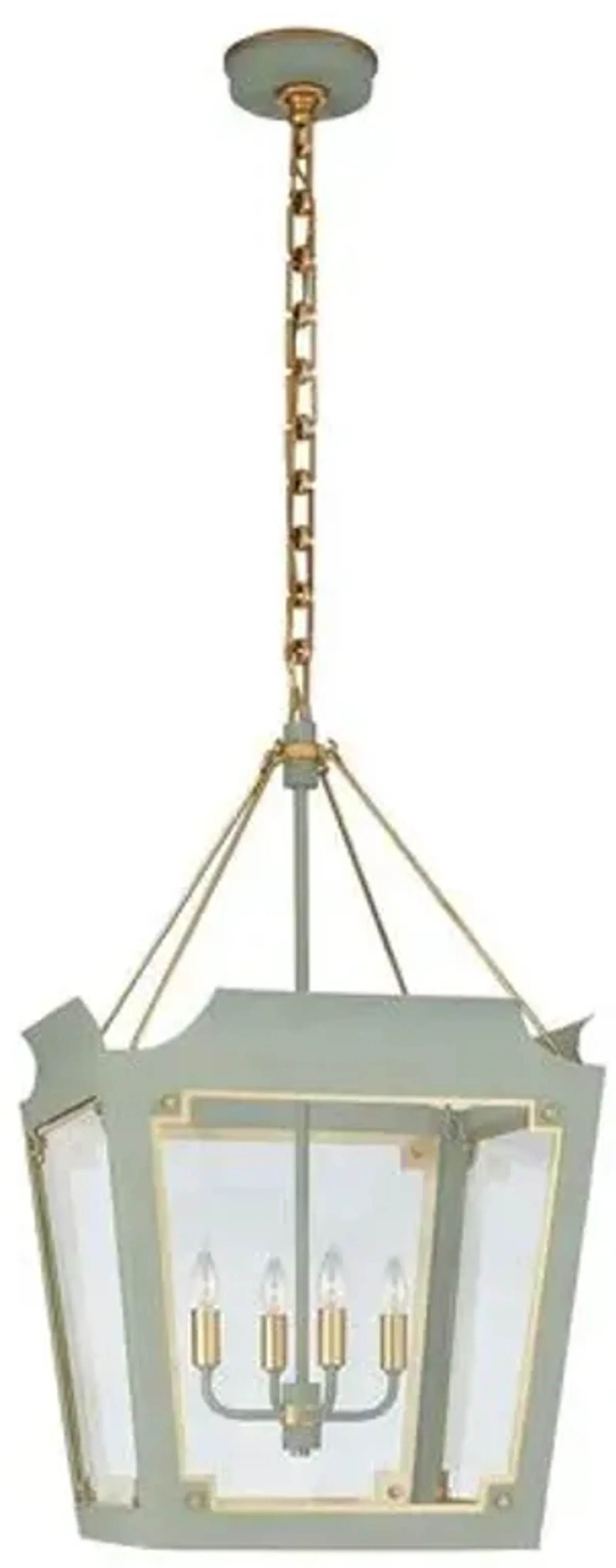 Visual Comfort - Caddo Small Glass Lantern - Celadon With Gild - Green