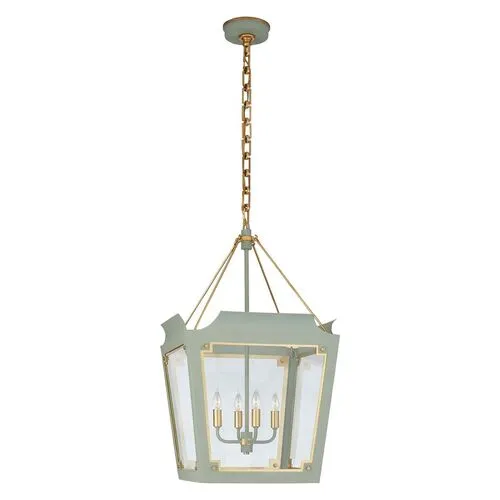 Visual Comfort - Caddo Small Glass Lantern - Celadon With Gild - Green